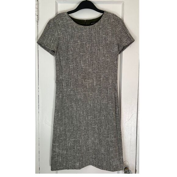 Banana Republic Dresses & Skirts - BANANA REPUBLIC DRESS SZ2 DARK GREEN WHITE BOUCLE STRETCH KNIT CAP SLEEVE SHEATH